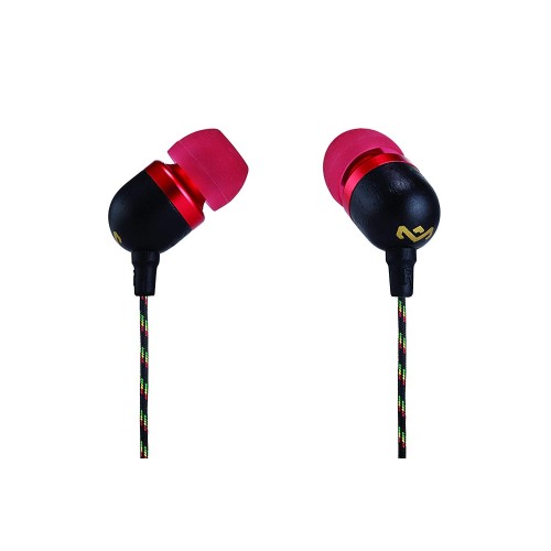 House of Marley, Smile Jamaica Wired In-Ear Headphones - In-line Microphone with 1-Button Remote, Noise Isolating, Durable, Tangle Free Cable, Rasta Black