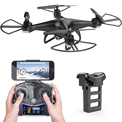Holy Stone HS110D FPV RC Drone with 720P HD Camera Live Video 120° Wide-angle WiFi Quadcopter with Altitude Hold Headless Mode 3D Flips RTF with 4G TF Card Modular Battery, Color Black