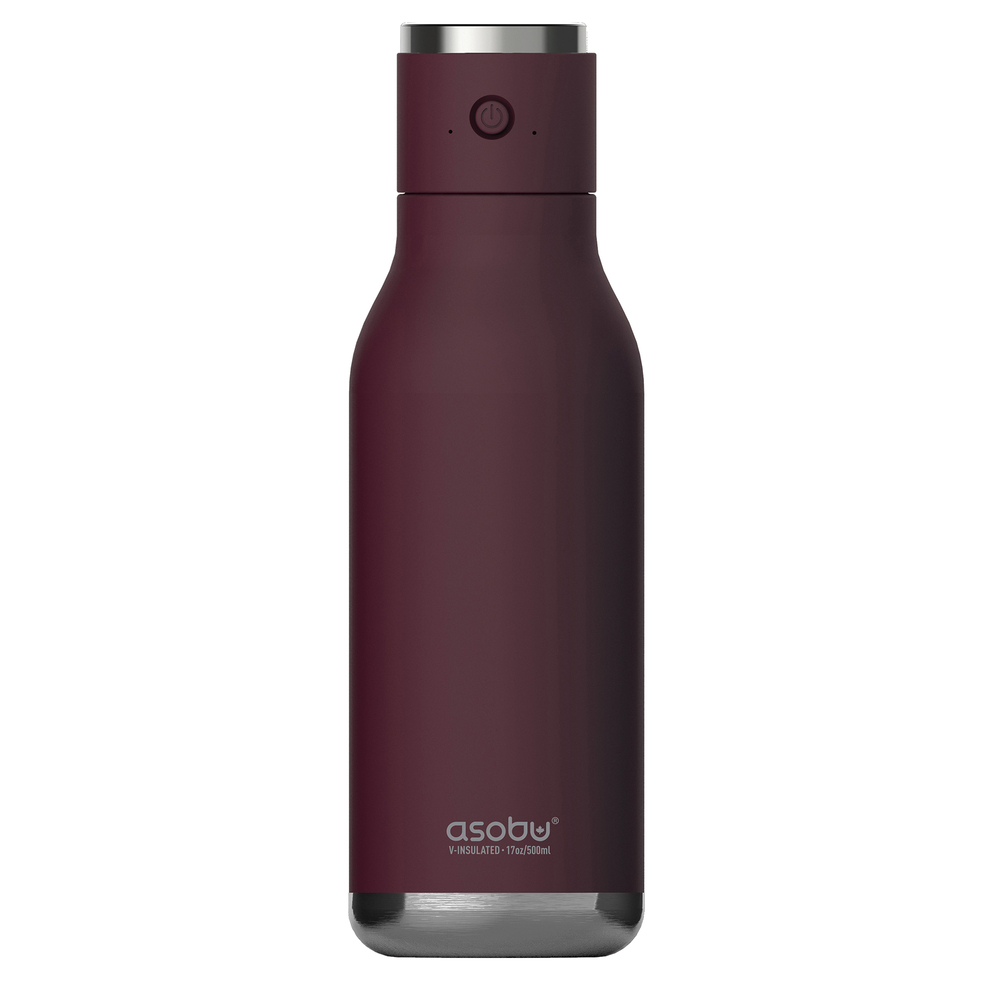Asobu Wireless Bottle 17 oz Insulated Stainless Steel Bottle with Bluetooth Speaker Cap (Burgundy)