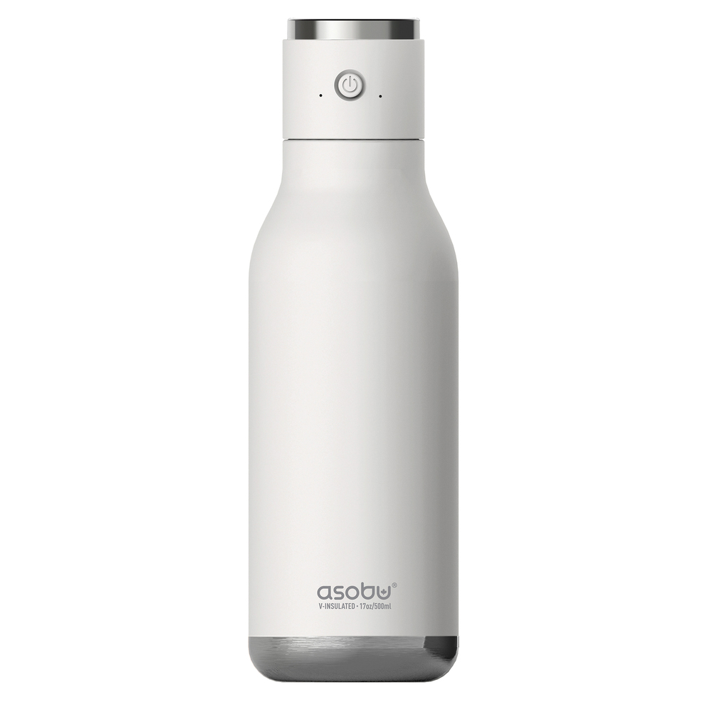 Asobu Wireless Bottle 17 oz Insulated Stainless Steel Bottle with Bluetooth Speaker Cap (White)