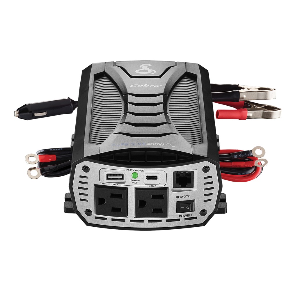 Cobra CPI400PSW 400W Pure Sine Wave Power Inverter, 2 GFCI Outlets, USB-A & USB-C