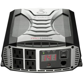 Cobra PRO CPI1500W 1500W Pro-Grade Power Inverter, 4 GFCI Outlets, USB-A & USB-C