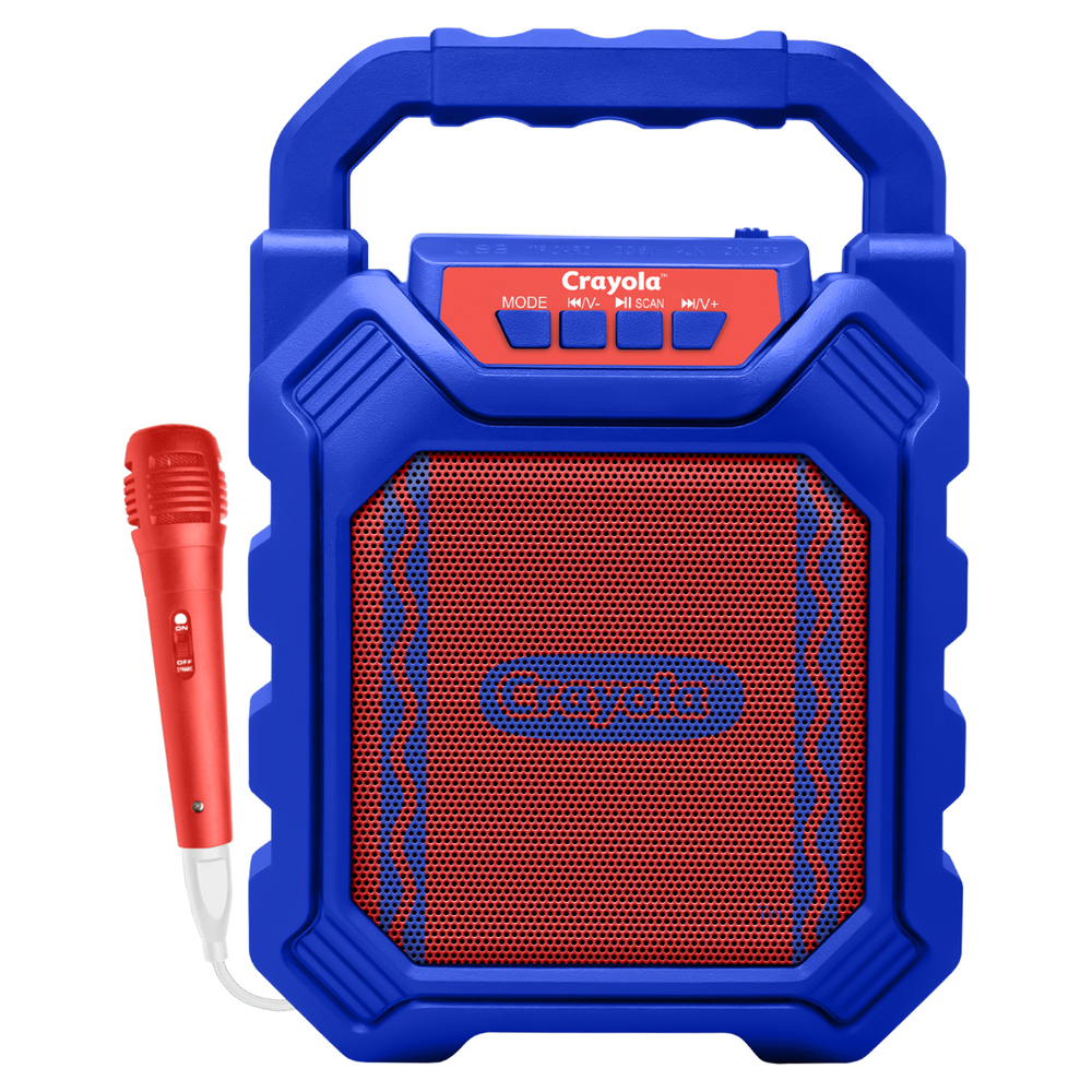 Crayola CBX210BM Portable Bluetooth Karaoke Speaker with FM Radio and Microphone (Blue)