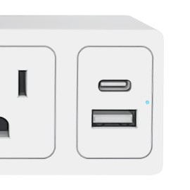 Fisher FWC476W Slim Surge Protector Wall Tap, 2 Outlets + 2 USB (White)