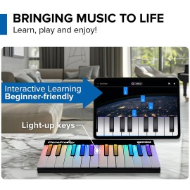 Gemini GPP-101 PianoProdigy 24-Key Wireless MIDI Learning Keyboard with Light-Up Keys