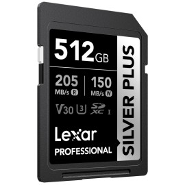 Lexar Professional SILVER PLUS 512GB SDXC UHS-I U3 V30 Memory Card