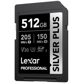 Lexar Professional SILVER PLUS 512GB SDXC UHS-I U3 V30 Memory Card