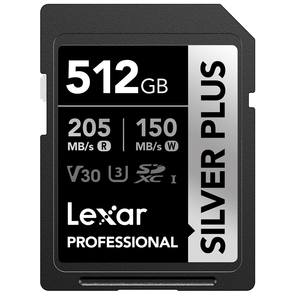 Lexar Professional SILVER PLUS 512GB SDXC UHS-I U3 V30 Memory Card