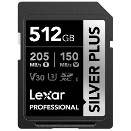 Lexar Professional SILVER PLUS 512GB SDXC UHS-I U3 V30 Memory Card