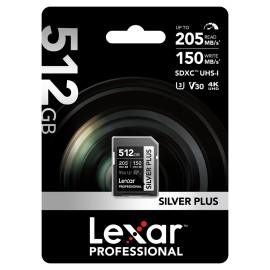 Lexar Professional SILVER PLUS 512GB SDXC UHS-I U3 V30 Memory Card