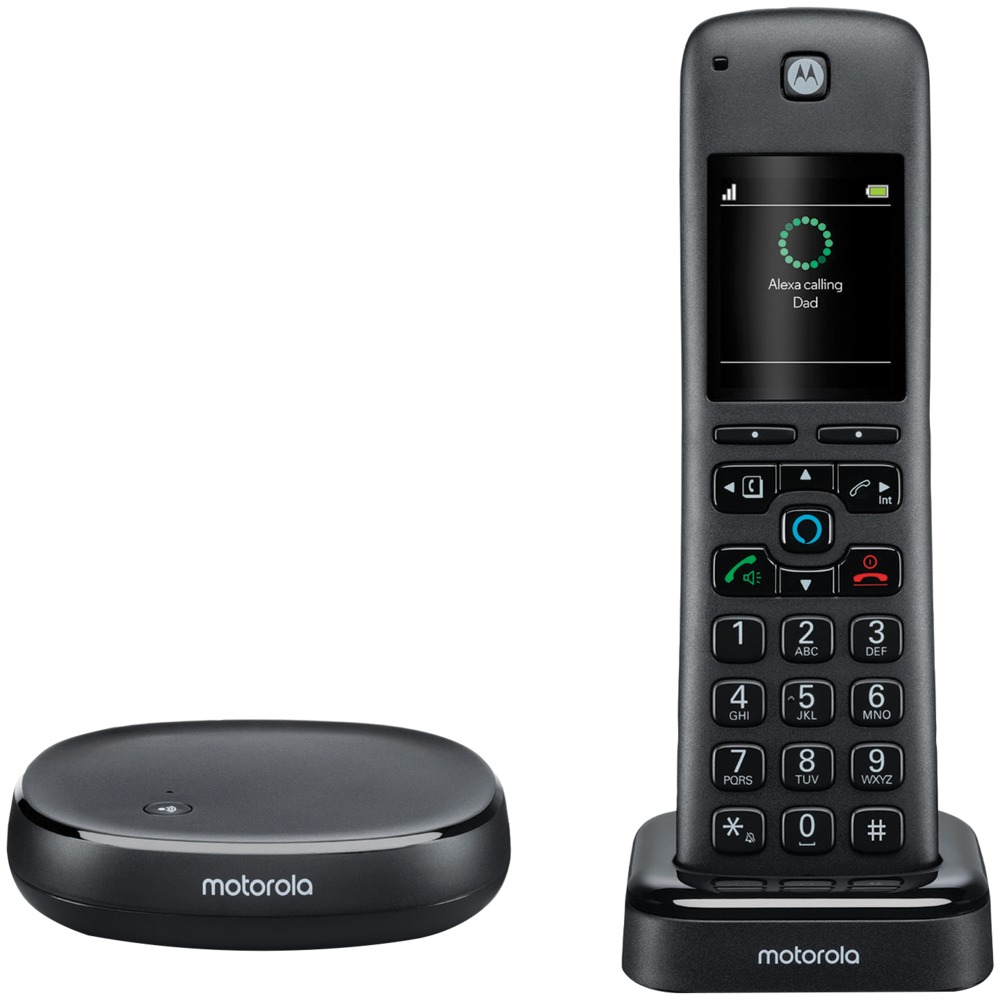 Motorola AXH01 DECT 6.0 Cordless Phone & Answering Machine with Built-in Alexa (1 Handset)