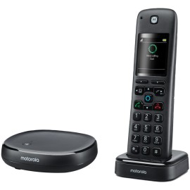 Motorola AXH01 DECT 6.0 Cordless Phone & Answering Machine with Built-in Alexa (1 Handset)