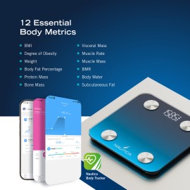 Nautica Smart Body Tracker Plus Bluetooth Scale, Navy Blue
