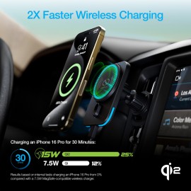 Naztech MagLock Magnetic Charging Qi2 Vent Car Mount (Black)