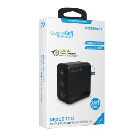 Naztech Nexus T100 GaN PD 102W 3-Port USB Wall Charger