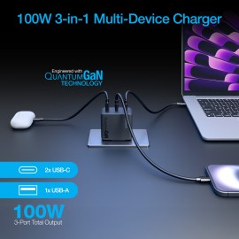 Naztech Nexus T100 GaN PD 102W 3-Port USB Wall Charger