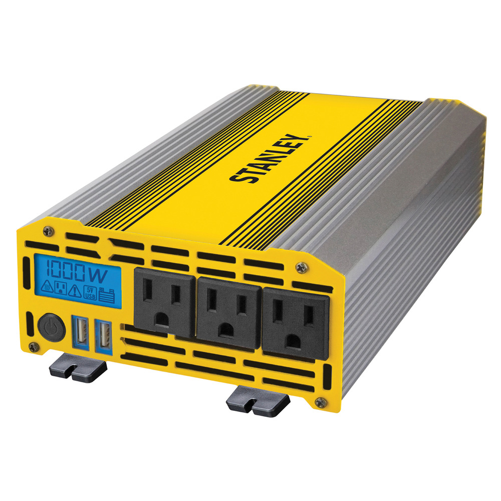 Stanley PI1000S 1000W Power Inverter with 3 AC Outlets, Dual 3.1A USB & LCD Display