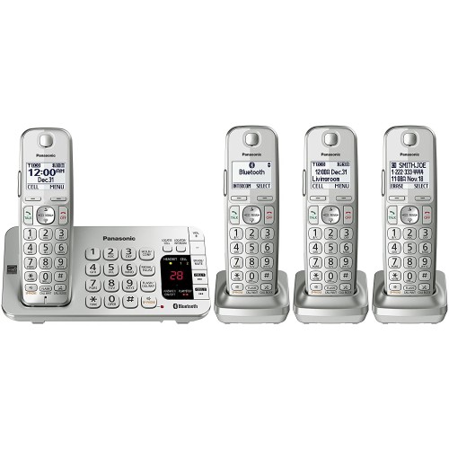 Panasonic KX-TGE474S Link2Cell Bluetooth Cordless Phone with Answering Machine- 4 Handsets