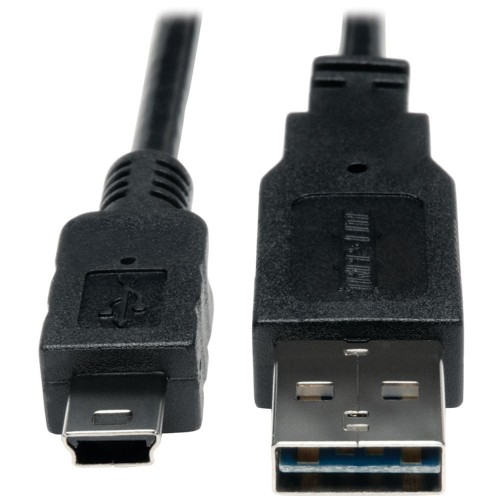 A-MALE TO MINI B-MALE REVERSIBLE USB 2.0 CABLE, 3FT