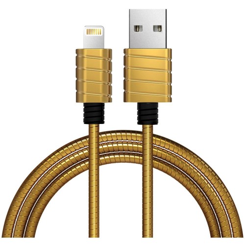 STAINLESS STEEL CHARGE & SYNC LIGHTNING® TO USB CABLE, 4FT (GOLD)