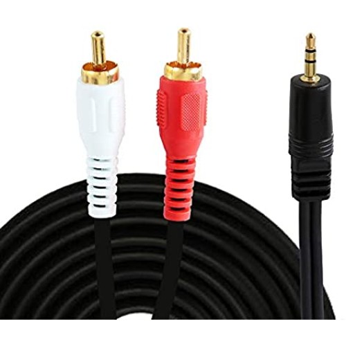 12-Gauge Dual Rca Males To 3.5Mm Stereo Male Y-Cable, 6Ft