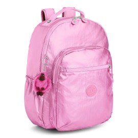 Kipling Seoul Go Large Metallic 15" Laptop Backpack Prom Pink Metallic