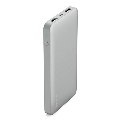 Belkin Pocket Power bank 10000 mAh 2.4 A 2 output connectors (USB) on cable: Micro-USB silver