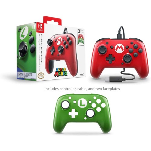 PDP Nintendo Switch Faceoff Wired Pro Controller with 2 Super Mario Controller Faceplates