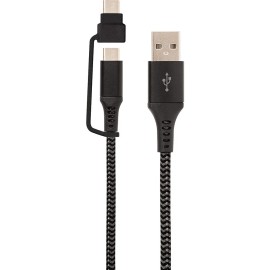 Usb-A To Usb-C Cable With Micro Usb Adapter, 10 Feet (Black)