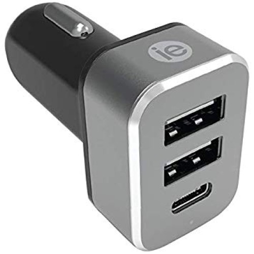 Iessential 4.1-Amp Car Charger, 2 Usb-A & 1 Usb-C
