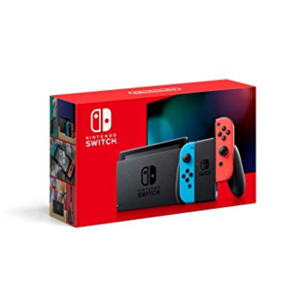 Nintendo Switch with Neon Blue and Neon Red Joy