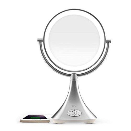 iHome Portable Double-Sided 9" Vanity Mirror with Bluetooth Speaker