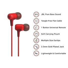 JBL E15 Earphones with Mic (Red)