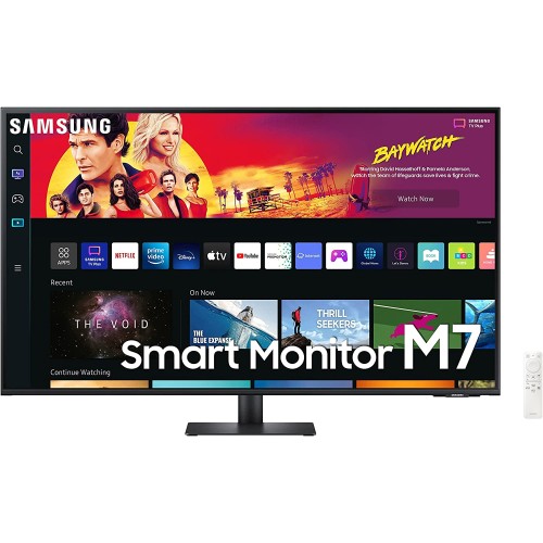 SAMSUNG 43" M70B Series 4K UHD USB-C Smart Monitor & Streaming TV, 4ms, 60Hz, HDR10, Wireless Display, Gaming and IoT Hubs, Alexa Built-in, 2022, LS43BM702UNXZA, Black