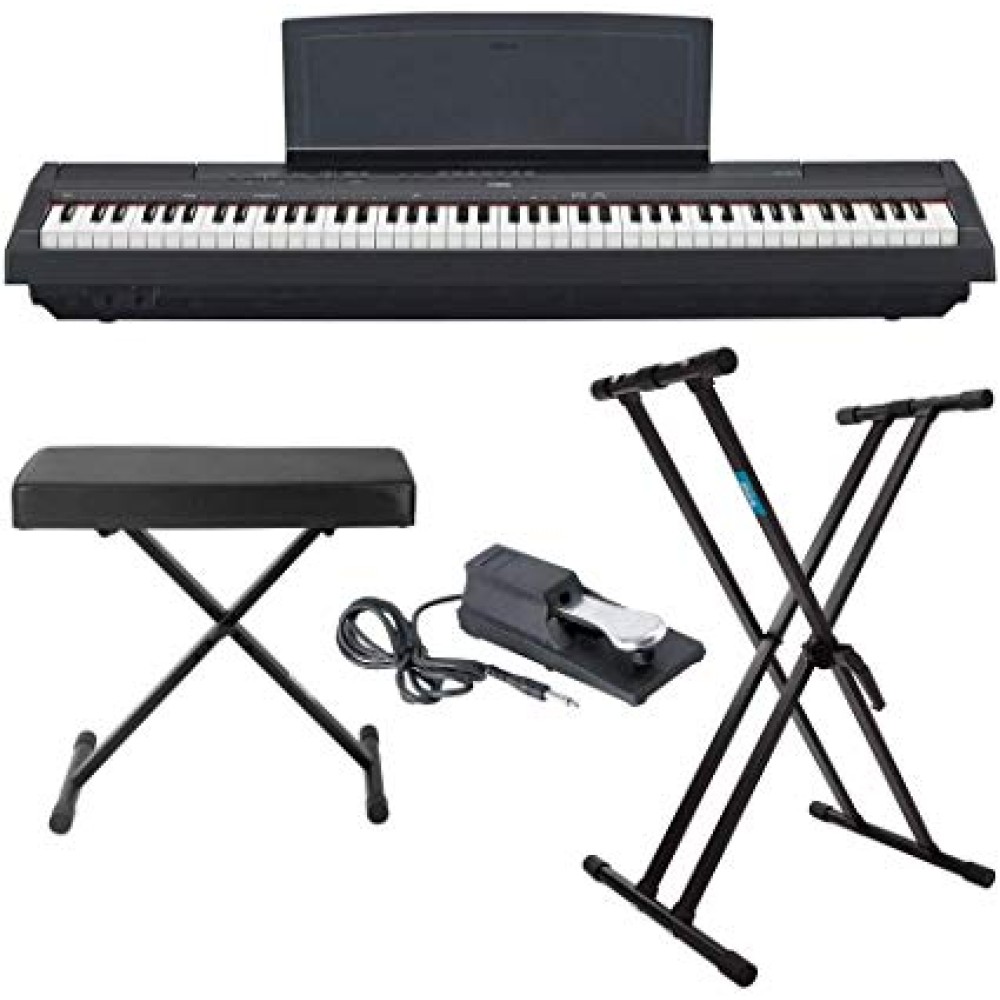 Yamaha P125 88 Weighted Key Digital Piano Bundle with Knox Double X Stand, Knox