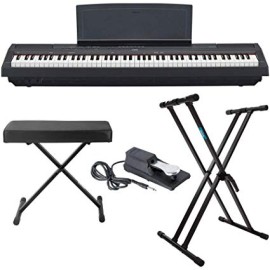 Yamaha P125 88 Weighted Key Digital Piano Bundle with Knox Double X Stand, Knox