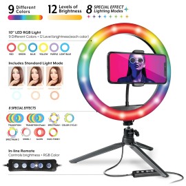 Bower WA-RGB10TT 10-in. RGB Selfie Desktop Ring Light Studio Kit