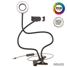 Bower 24-In. Flexible White and RGB Ring Light with Smartphone Holder