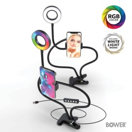 Bower 24-In. Flexible White and RGB Ring Light with Smartphone Holder