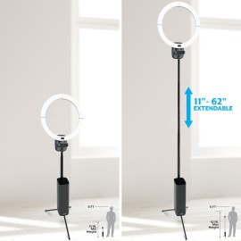 Bower Wireless Creator Collapsible 12-In. White and RGB Ring Light, Black