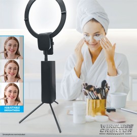 Bower Wireless Creator Collapsible 12-In. White and RGB Ring Light, Black