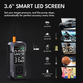 CAROSS Q15 Combo 150-PSI Portable Air Compressor and 7,500-mAh Portable Power Bank with Digital Display, LED Light, Adapter Nozzles, and Cloth Bag
