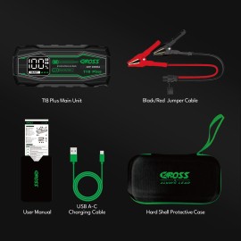 CAROSS T18 Plus Portable Car Jump Starter and USB Power Bank with 1,000-Amp Peak, Advanced Protection Jumper Clamps, LED Light, and QC Fast Charger