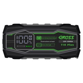 CAROSS T18 Plus Portable Car Jump Starter and USB Power Bank with 1,000-Amp Peak, Advanced Protection Jumper Clamps, LED Light, and QC Fast Charger