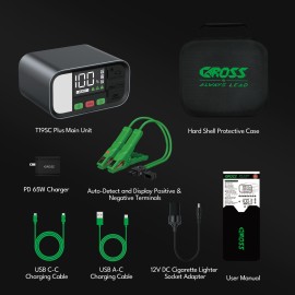 CAROSS T19SC Plus Portable Car Jump Starter and USB Power Bank with 2,000-Amp Peak, 12V Port, Smart Connect™ Jumper Clamps, Light, PD Fast Charger