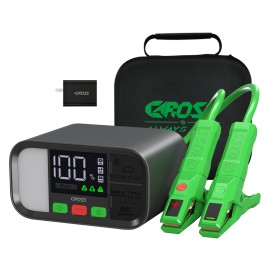 CAROSS T19SC Plus Portable Car Jump Starter and USB Power Bank with 2,000-Amp Peak, 12V Port, Smart Connect™ Jumper Clamps, Light, PD Fast Charger