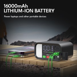 CAROSS T19SC Portable Car Jump Starter and USB Power Bank with 1,600-Amp Peak, Smart Jumper Clamps, LED Light, and PD Fast Charger
