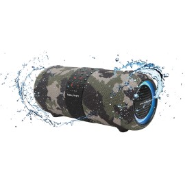 Dolphin Audio LX-60 Waterproof Portable Bluetooth Speaker with Accent Lights and FM Radio, Camouflage