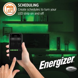 Energizer Smart Wi-Fi LED Light Strip, 16.4ft, Multi-Color and Single White, with App, Compatible with Alexa, Google Assistant and Siri, Customizable, Kitchen, Bedroom, Office, Monitor Backlighting