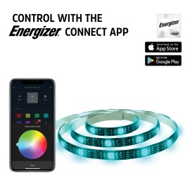 Energizer Connect Smart Wi-Fi Dimmable Bright White And Multicolor Led Light Strip, 6.56 Feet